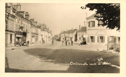 Delcampe - Contres * Carte Photo * La Route De Blois * Commerces Magasins Villageois - Contres