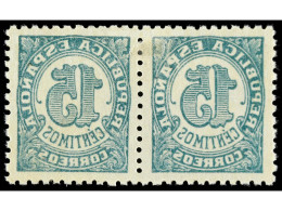 Delcampe - ** ESPAÑA. 15 Cts. Verde. Pareja, Un Sello Impresión Parcial Y Calcado Al Dorso. PRECIOSO. Ed.747. - Other & Unclassified