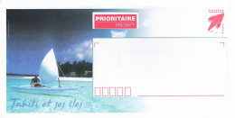 POLYNESIE. ENTIER. TAHITI ET SES ILES. JUMELET. ROUGE. PRIORITAIRE - Enteros Postales