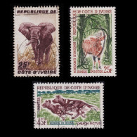 IVORY COAST 3 Stamp Faune + GIFT - Elephants