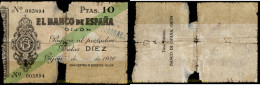 9404 ESPAÑA 1936 BANCO DE ESPAÑA GIJON 10 PESETAS 1936 - Otros & Sin Clasificación