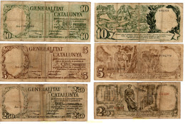 9402 ESPAÑA. Emisiones Locales Republicanas 1936 SERIE COMPLETA GENERALITAT DE CATALUNYA 2,50 - 5 - 10 PESETAS - Otros & Sin Clasificación