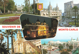 MONACO - Monte Carlo - Souvenir - Multivues - Casino - Hôtel - Jardin - Palmiers - Rue - Voiture - Animé - Carte Postale - Monte-Carlo