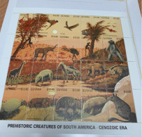 Elephant Stamp Sheets MNH Prehistoric Creatures Of South America Guyana - Elephants
