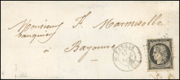 Obl. 3 - 20c. Noir S/jaune Obl. PC 3227 S/lettre Frappée Du CàD De ST-PALAIS Du 17 Avril 1855 à Destination De BAYONNE. - 1849-1850 Cérès