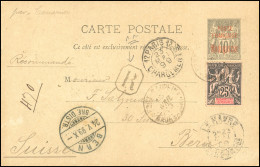 Obl. 35 - 25c. Noir S/rose Obl. S/carte Postale (à 10c.) Recommandée De FORT DAUPHIN Du 26 Mars 1899 à Destination De BE - Other & Unclassified