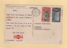 Delcampe - Bahamas - Nassau - 1956 - Carte Plasmarine - Christophe Colomb Aux Indes Occidentales - 1859-1963 Crown Colony