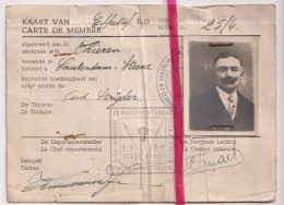 Lidkaart Carte De Membre Verbond Vlaamse Strijders - Oudstrijder Thieren Uit Stene Oostende - - Mitgliedskarten