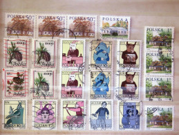 Poland 1993 - 1999 Pine Cones Houses Zodiac Bow Scorpio Motorcycle Cancer Fishes - Used Stamps