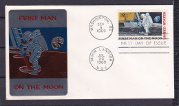 1969 USA FIRST MAN ON THE MOON, IL PRIMO UOMO SULLA LUNA FDC Immagine Su Lamina, Image On Metal Plate, Image De Tôle - 1961-1970
