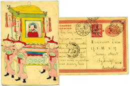 Chine : Affranchissement Mixte Obl. De "TIENTSIN-CHINE 5/SEPT/08" Sur Entier Postale Pour L'AUSTRALIE Avec Transit Par S - Autres & Non Classés