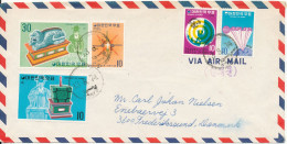 Delcampe - Korea South Air Mail Cover Sent To Denmark 13-8-1974 With More Topic Stamps - Corée Du Sud