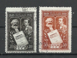 RUSSLAND RUSSIA 1948 Michel 1201 - 1202 Karl Marx & Friedrich Engels O - Karl Marx