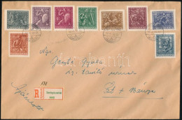 Delcampe - 1943 Ajánlott Levél Teljes Hadigondozás Sorral / Mi 722-730 On Registered Cover - Altri & Non Classificati