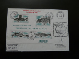 Bloc Poissons Fish Sur Lettre Oblit. Premier Jour St-Paul TAAF 2016 - Brieven En Documenten