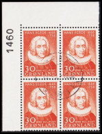 1958. GRØNLAND. Hans Egede. 30 Øre In 4-BLOCK With Margin 1460. (Michel 42) - JF560464 - Gebraucht