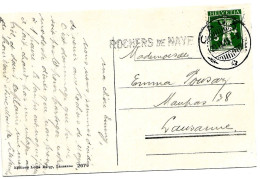 169 - 44 - Carte "Les Rochers De Naye" Avec Cachet Linéaire Et Cachet à Date Caux - Poststempel