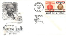 (RECTO / VERSO) U.S.A. - ENVELOPPE FDC - 1961 - HONORING MAHATMA GANDHI - CHAMPION OF LIBERTY - 1869 / 1948 - 1961-1970