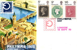 (RECTO / VERSO) GRANDE BRETAGNE - ENVELOPPE FDC - 1970 - PHILYMPIA LONDON - 1952-1971 Pre-Decimal Issues