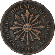 Uruguay, 2 Centesimos, 1869, Uruguay Mint, Bronze, TTB, KM:12 - Uruguay