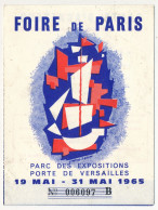Delcampe - FRANCE - PARIS - Foire De Paris - Carte D'Acheteur - 19 Mai - 31 Mai 1965 - Toegangskaarten