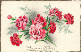FÊTE - Saint Henri - Bonne Fêtes - Dorure - Fleur - Œillets Rouge - Feuillages - Cadeau Affectueux - Carte Postale - Other & Unclassified
