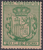 Cuba 1888 Telégrafo Ed 66  Telegraph MLH* Toned Some Gum Crazing - Kuba (1874-1898)