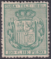 Cuba 1881 Telégrafo Ed 54  Telegraph MH* Heavy Hinge - Kuba (1874-1898)