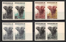 93540k Cote D'ivoire N°177 Elephant 1959 Lot De 4 Paires Multicolore Daté Essai Proof Non Dentelé Imperf ** MNH - Elephants