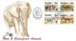 Namibia 1993 Mi 735-738 FDC  (FDC ZS6 NMB735-738) - Elephants
