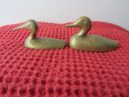 2 Statuettes Canard En Laiton 1970 - Metal