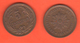 Uruguay 5 Centesimos 1951 South America Copper Coin - Uruguay