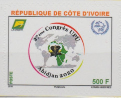 Côte D'Ivoire Ivory Coast 2018 Adhésif Adhesive Skl. 27ème Congrès UPU Union Postale Universelle Map Elephant Elefant - Elephants