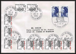 74783 Taxé Insectes Beetle 28/11/1986 Liberté Saint Pierre Et Miquelon Mixte Locale Lettre Cover - Storia Postale