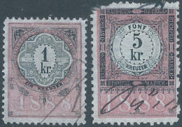 AUSTRIA-L'AUTRICHE-ÖSTERREICH,1888 Revenue Stamps 1Kr. & 5Kr. ,Used - Fiscaux