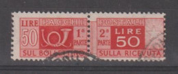 REPUBBLICA:  1946/51  PACCHI  POSTALI  R. -  £. 50  ROSSO  US. -  SASS. 76 - Postal Parcels