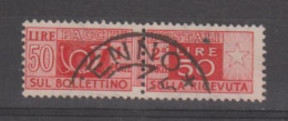 REPUBBLICA:  1946/51  PACCHI  POSTALI  R. -  £. 50  ROSSO  US. -  SASS. 76 - Postal Parcels