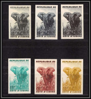 93541e Cote D'ivoire N°177 Elephant 1959 Lot De 6 Couleurs Essai Proof Non Dentelé Imperf ** MNH - Elephants