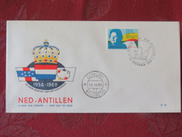 Netherlands Antilles (Curacao) 1969 FDC Cover - Queen Juliana And Rising Sun - Crown Flags - Antillen