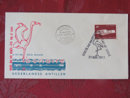 Netherlands Antilles (Curacao) 1963 FDC Cover - Tourism Hotel Bonaire - Bird Flamingo Cancel - Antillen