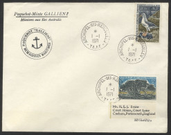FRENCH SOUTHERN & ANTARCTIC TERRITORIES 1971 PAQUEBOT 'Missions To The Australian Islands' Cover Franked 12f (SG.29) & 2 - Other & Unclassified