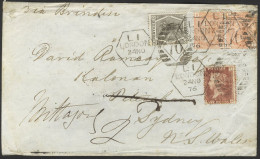 AUSTRALIA 1876 Cover From London To Sydney, Franked 1d Red Pl.186, 6d Grey Pl.15 (SG.147) & 4d Vermilion Pl.15 (pair SG. - Other & Unclassified