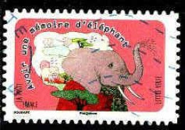 France Poste AA Obl Yv:1315 Mi:6516 Houdart Avoir Une Mémoire D'éléphant (Lign.Ondulées) - Elephants