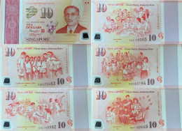 Singapore, $10 X5 Different Type Polymer, Commemorative Issue 2015 - Singapour