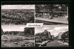 AK Gevelsberg, Panorama, Verkehrspavillon, Strandbad & Mittelstrasse - Gevelsberg