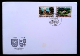LIECHTENSTEIN 1996,  PECACOCK BIRD, NICE PICTURE CACHET FDC,  COVER, ESCHEN & VADUZ CITY VIEW 2 DIFF STAMP - Peacocks