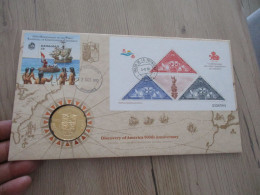 ESPANA/BAHAMAS Enveloppe Commémorative 500ème  Anniversaire  De La Découverte Des Etats Unis Avec Médaille Et Blocs - Errors & Oddities