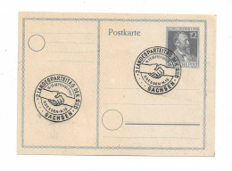 "ALL.BESETZUNG" 1947, Sonderstempel "DRESDEN 2. LANDESPARTEITAG DER SED" Auf Postkarte (2006) - Postwaardestukken