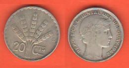 Uruguay Cents 20 Centesimos 1942 South America Silver Coin - Uruguay