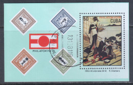 Cuba 1981 Mi# Block 69 Used - PHILATOKYO '81 / Painting: Idyll In A Tea House, By Kitagawa Utamaro - Gebruikt